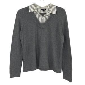 East 5th Y2k Vintage Gray Layered Collared Preppy Sweater Medium